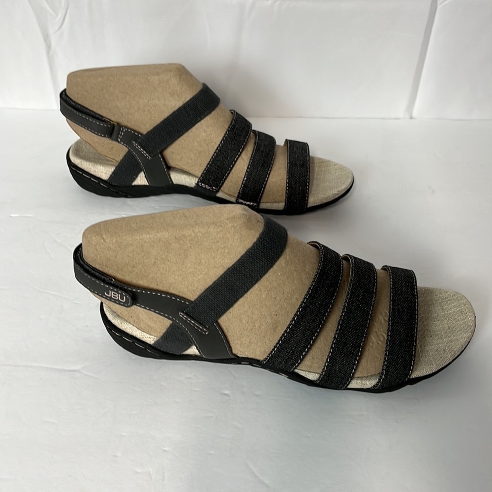 Jbu by Jambu women’s pippa flat sandal. Color black/charcoal. Size 10. - Picture 2 of 7